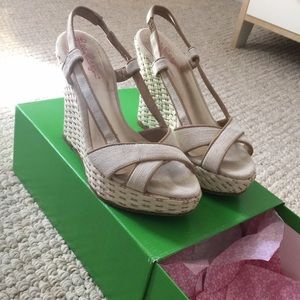 Lilly Pulitzer canvas wedges with box. Size7